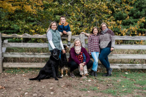 Fall Family Photo with two dogs